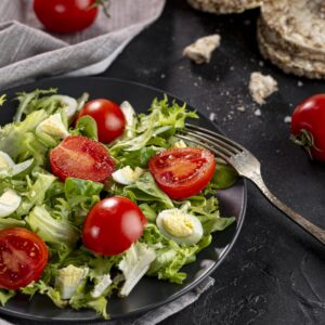 delicious salad dark plate